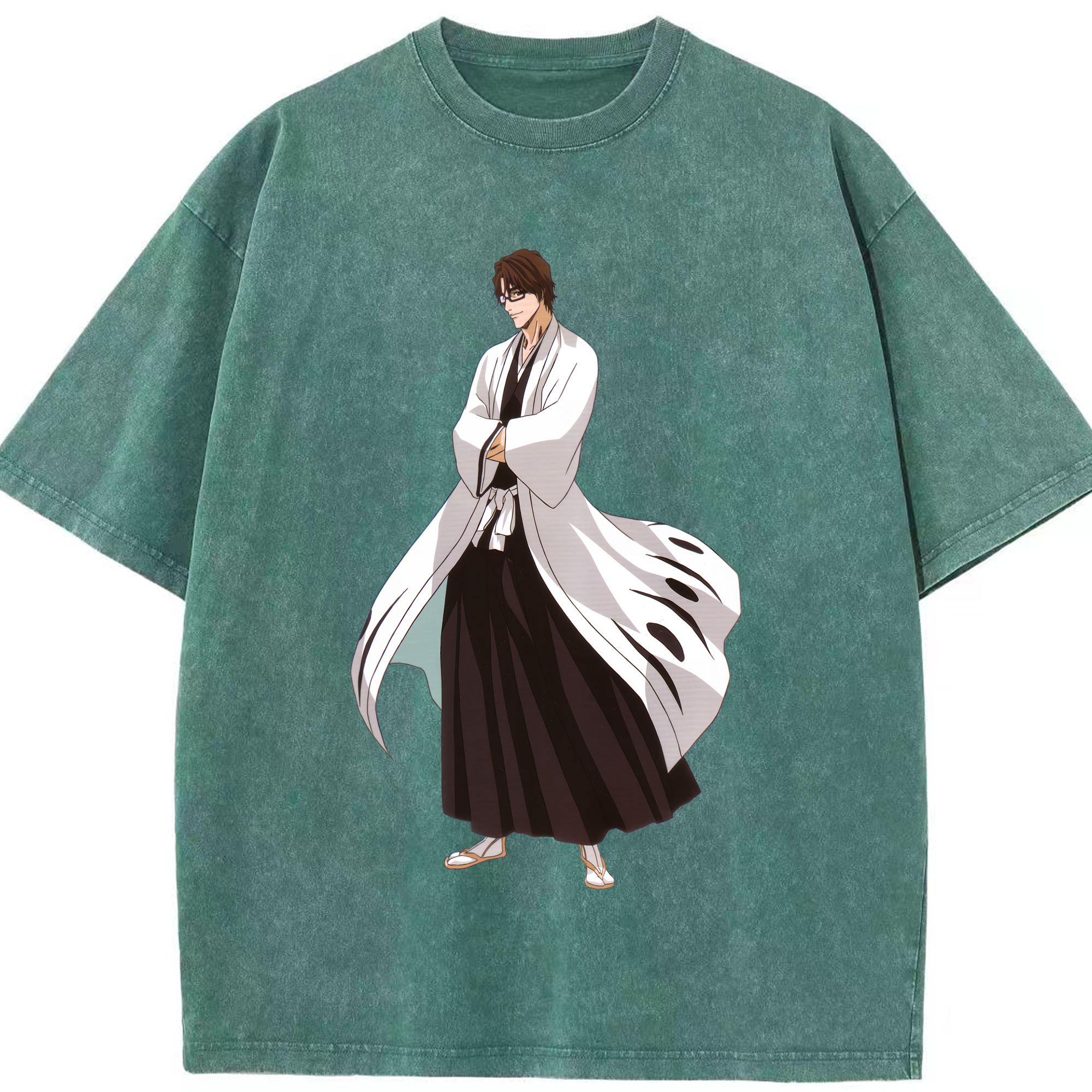 （画像用） ブリーチ 藍染 惣右介（あいぜん そうすけ） BLEACH Aizen Sousuke 綿100% ヴィンテージ風 半袖Tシャツ（フロントプリント）